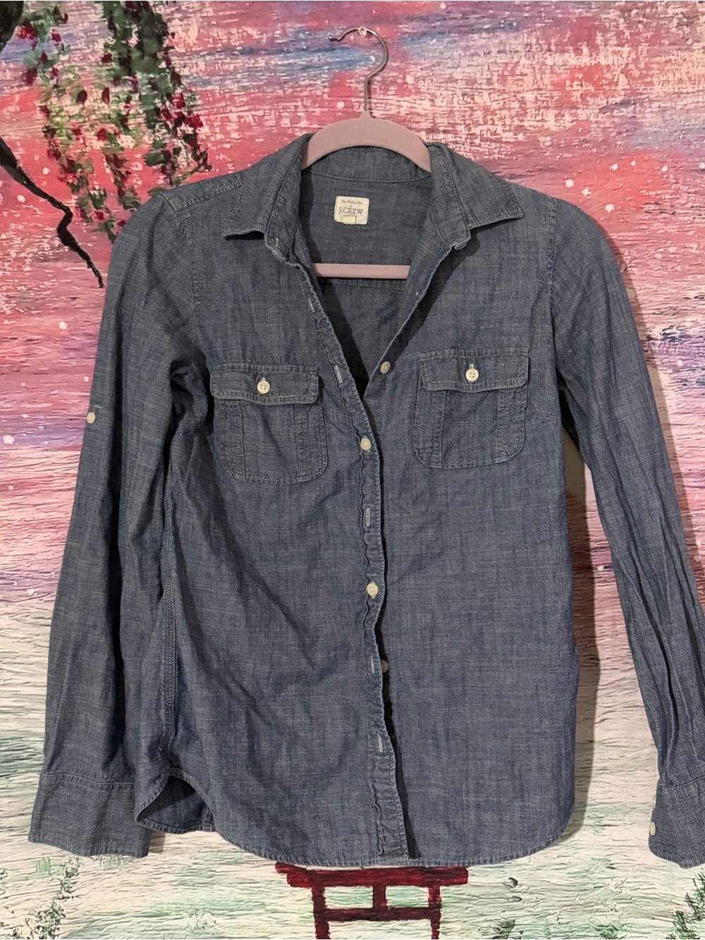 Classic Blue Chambray Men's Button-Up Shirt